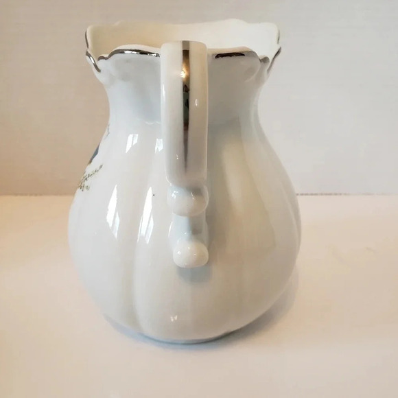 Vintage Holly Hobbie Silver Trimmed Porcelain Pitcher/Bowl/Bud Vase Set . - Picture 7 of 16